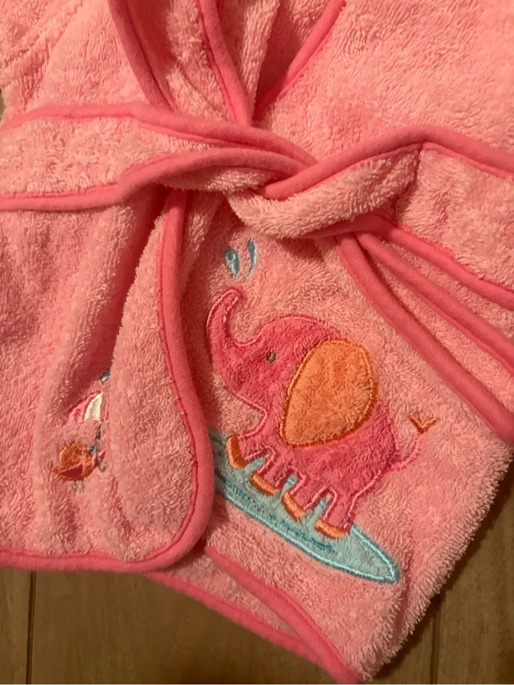 Pink terry cloth Baby Robe with booties